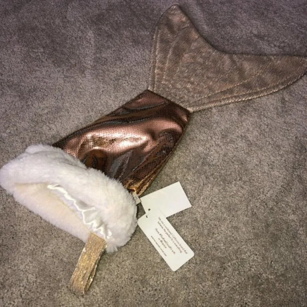 L‎ * Space By Monica Wise Gold Sparkle Mermaid Tail Christmas Stocking New